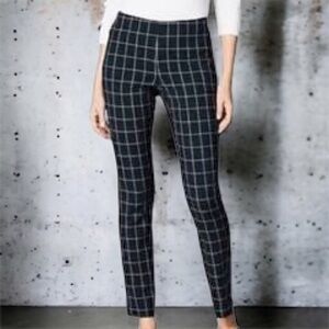 J Jill Window Pane Essential Cotton Stretch Pant Sz. 12 Navy Blue Straight Leg